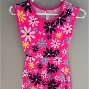Girls short hot pink floral dress